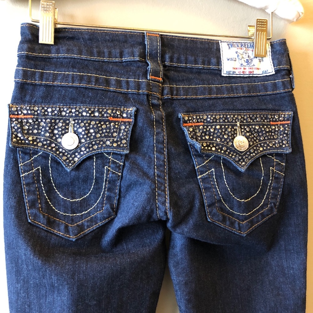 True religion high rise boot bling embellish flap